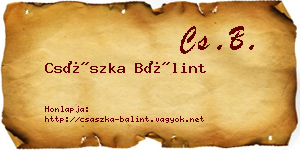 Császka Bálint névjegykártya